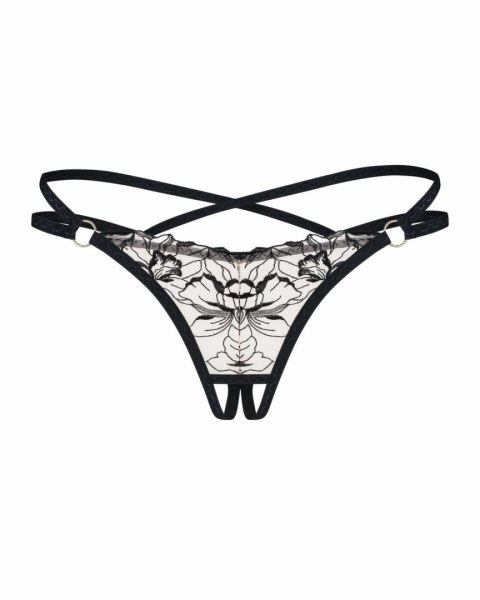 Obsessive Vila Blanes String z otwartą częścią intymną czarny haft Obsessive Vila Blanes String z otwartą częścią intymną czarny haft