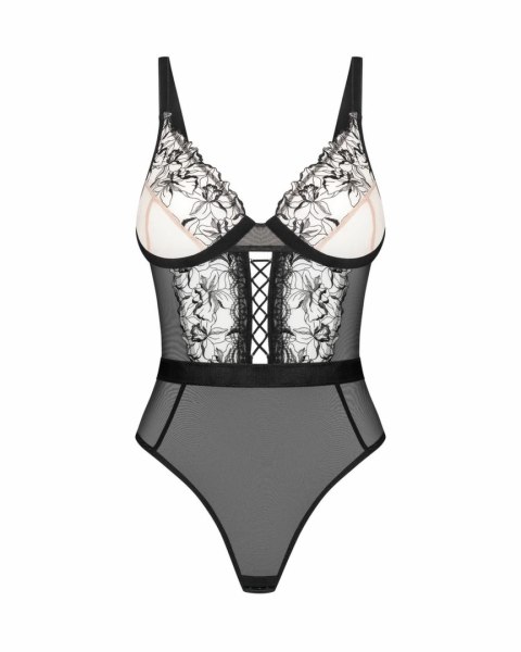 Obsessive Vila Blanes Teddy czarny z kwiatowym haftem, regulowany Obsessive Vila Blanes Teddy czarny z kwiatowym haftem, regulowany