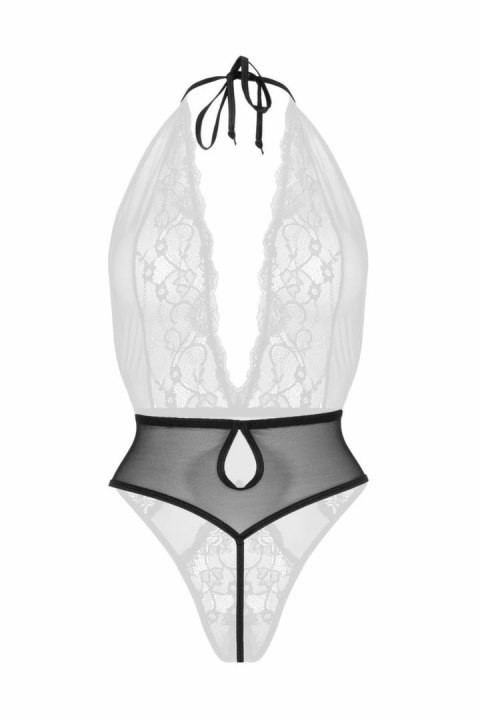 Passion Dina bodysuit czarny z koronką i odsłoniętym krokiem Passion Dina bodysuit czarny z koronką i odsłoniętym krokiem