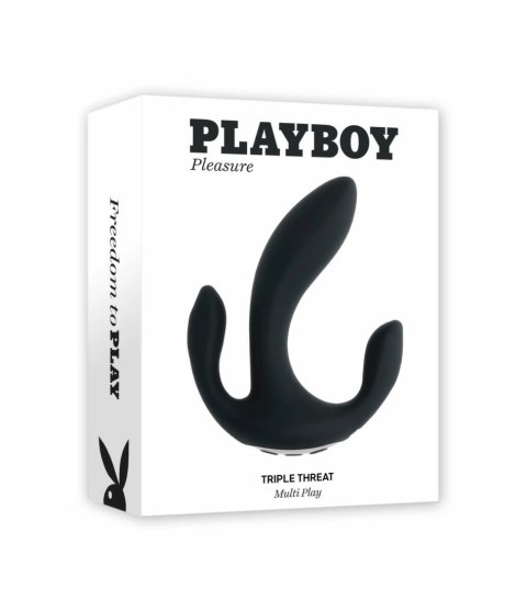 Playboy Triple Threat Black - Wielofunkcyjny wibrator trojstrefowy Playboy Triple Threat Black - Wielofunkcyjny wibrator trojstrefowy
