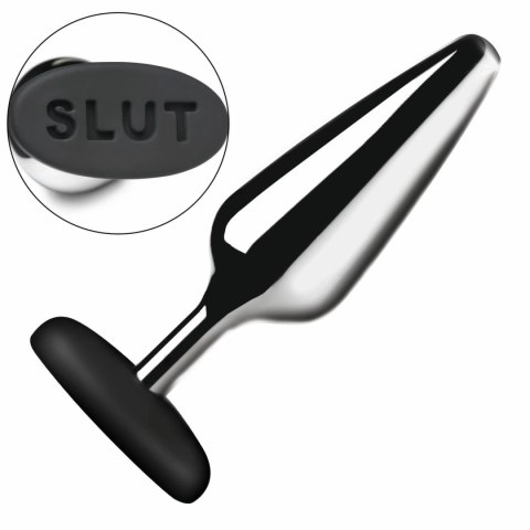 XR Brands Butt Slut Metal Plug srebrny aluminiowy z silikonową bazą XR Brands Butt Slut Metal Plug srebrny aluminiowy z silikonową bazą