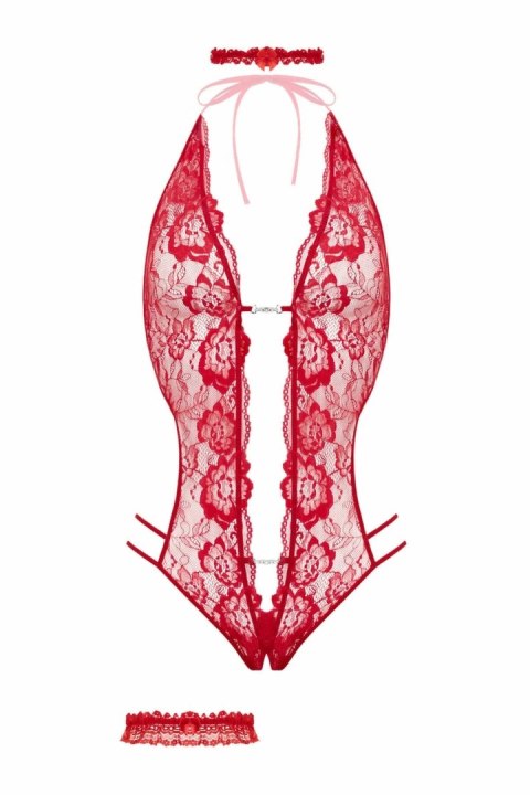 Renee Body Open-Crotch Red - Elastyczny Komplet Bielizny Damskiej Renee Body Open-Crotch Red - Elastyczny Komplet Bielizny Damskiej