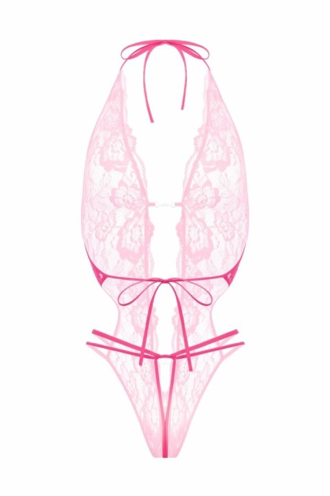 Renee Lace Body Pink z Odkrytym Krocze - Regulowane Paski Renee Lace Body Pink z Odkrytym Krocze - Regulowane Paski