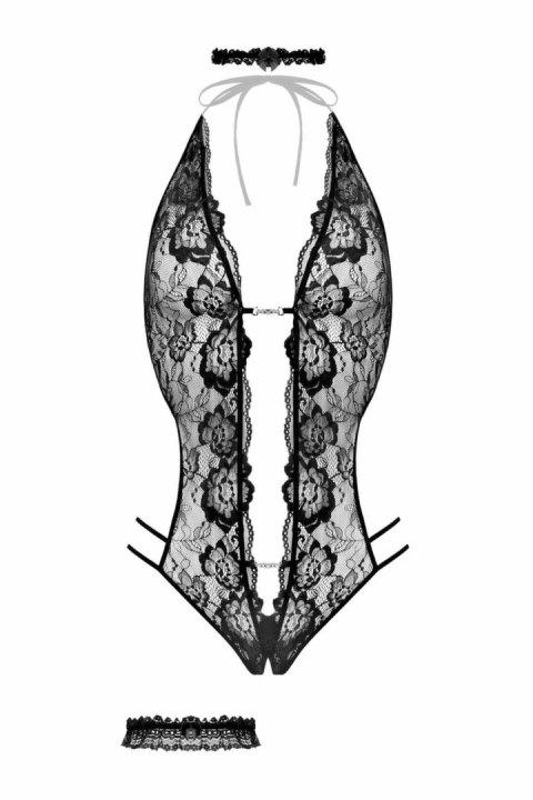 Rimba Renee Body z otwartym krokiem, czarne, elastyczna koronka Rimba Renee Body z otwartym krokiem, czarne, elastyczna koronka