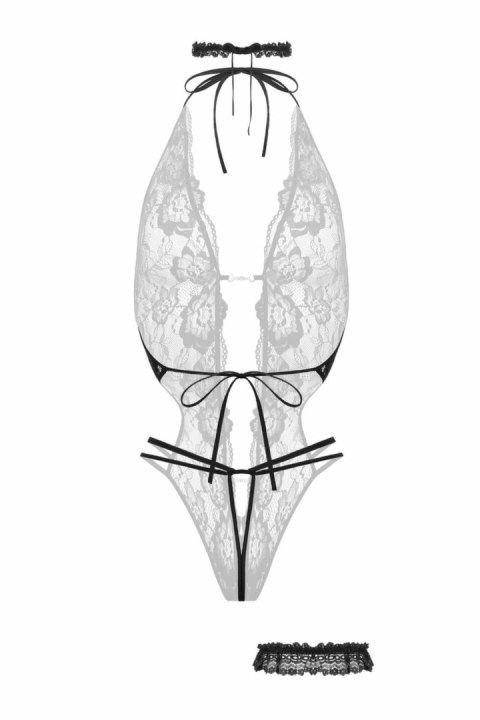 Rimba Renee Body z otwartym krokiem, czarne, elastyczna koronka Rimba Renee Body z otwartym krokiem, czarne, elastyczna koronka