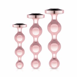 Rosy Gold Zestaw Metalowych Zatyczek 3 szt. Rose Gold Dekoracyjny Kryształ