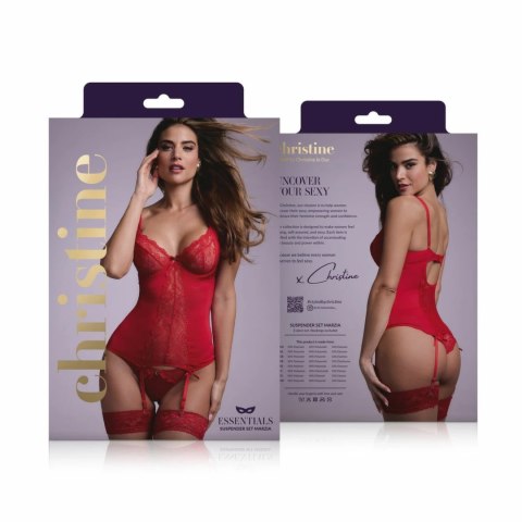 Vibe Couture Marzia czerwony zestaw top z paskami i figi koronkowe Vibe Couture Marzia czerwony zestaw top z paskami i figi koronkowe