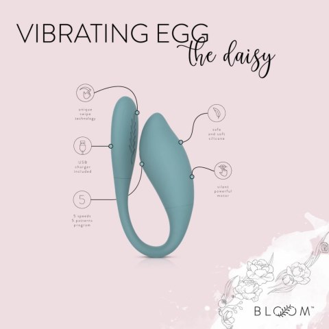Bloom Daisy Model Egg Zielony - Jajko Wibrujące z Technologią Swipe Bloom Daisy Model Egg Zielony - Jajko Wibrujące z Technologią Swipe
