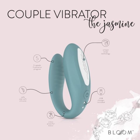Bloom Jasmine C-Shape Zielony - Wibrator z technologią Swipe, silikonowy Bloom Jasmine C-Shape Zielony - Wibrator z technologią Swipe, silikonowy