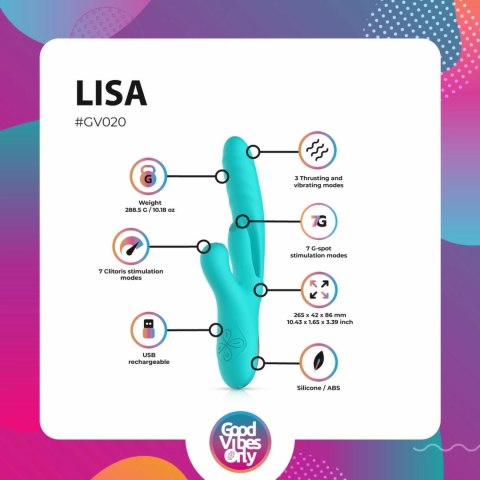 Good Vibes Only Lisa - wielofunkcyjny masażer z systemem pulsacyjnym i stymulatorem punktu G Good Vibes Only Lisa - wielofunkcyjny masażer z systemem pulsacyjnym i stymulatorem punktu G
