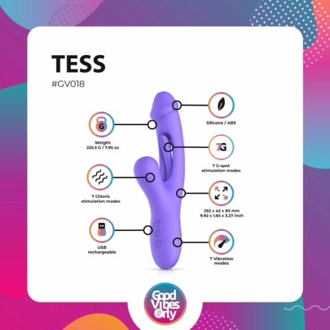 Good Vibes Only Tess multifunkcyjny masażer z podwojną stymulacją fioletowy Good Vibes Only Tess multifunkcyjny masażer z podwojną stymulacją fioletowy