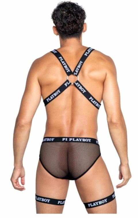 Playboy Lingerie Mens Dark Room Set - Czarny Komplet z Szelkami Playboy Lingerie Mens Dark Room Set - Czarny Komplet z Szelkami