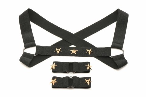 XR Brands Chest Harness z opaskami na ramiona czarny uniwersalny XR Brands Chest Harness z opaskami na ramiona czarny uniwersalny