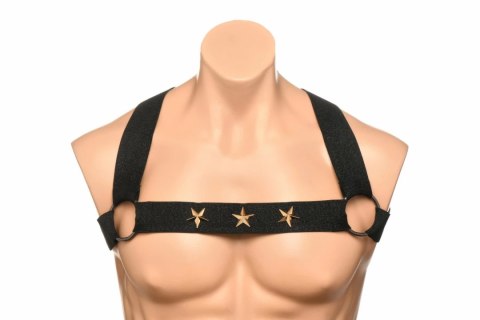 XR Brands Chest Harness z opaskami na ramiona czarny uniwersalny XR Brands Chest Harness z opaskami na ramiona czarny uniwersalny
