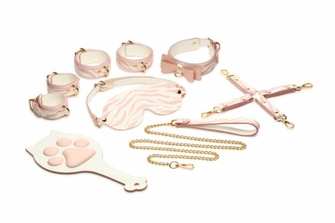XR Brands Kitty Bondage Set rożowo-biały komplet akcesoriow vegan XR Brands Kitty Bondage Set rożowo-biały komplet akcesoriow vegan
