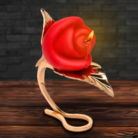 XR Brands Rose Candle z uchwytem, czerwona, dekoracyjna świeca sojowa XR Brands Rose Candle z uchwytem, czerwona, dekoracyjna świeca sojowa