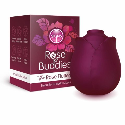 Skins Rose Buddies The Rose Flutterz wibrujący model silikonowy burgund Skins Rose Buddies The Rose Flutterz wibrujący model silikonowy burgund