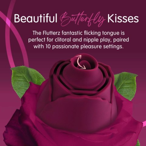 Skins Rose Buddies The Rose Flutterz wibrujący model silikonowy burgund Skins Rose Buddies The Rose Flutterz wibrujący model silikonowy burgund