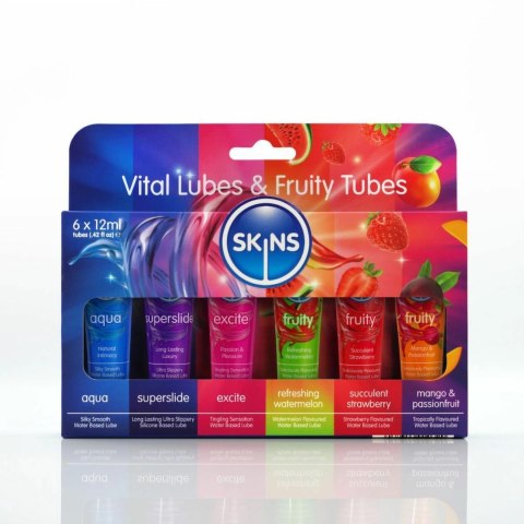 Skins Zestaw Mini Lubrykantow Vital & Fruity 6x12ml Mix Owocowy Skins Zestaw Mini Lubrykantow Vital & Fruity 6x12ml Mix Owocowy